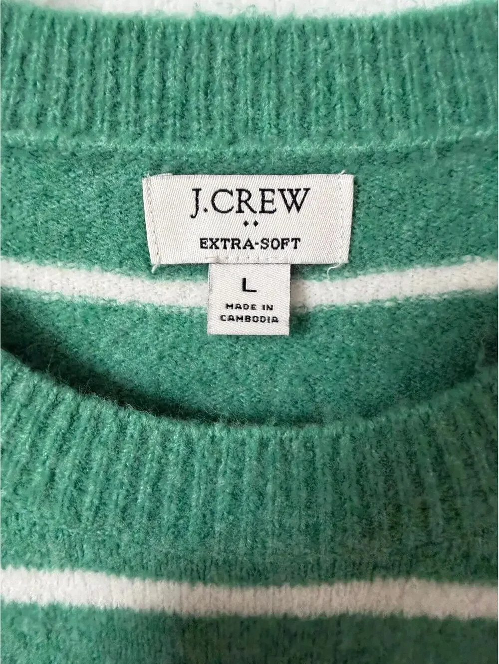 J. Crew Extra Soft Long Sleeve Crew Neck Striped Wool Blend Sweater Size L